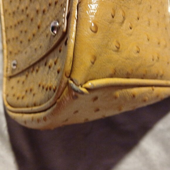 Stauer Women's Faux Ostrich Embossed Top Handle Purse Tan - Picture 13 of 15